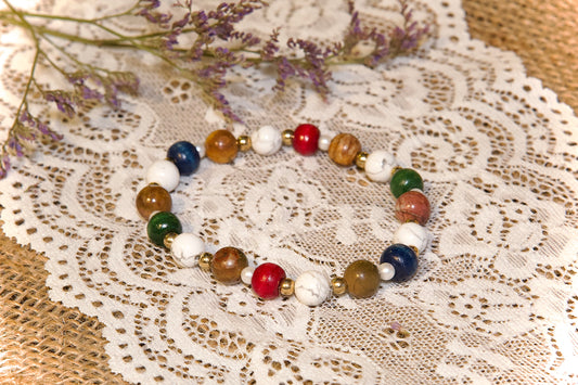 Bracelet perles de pierres et bois